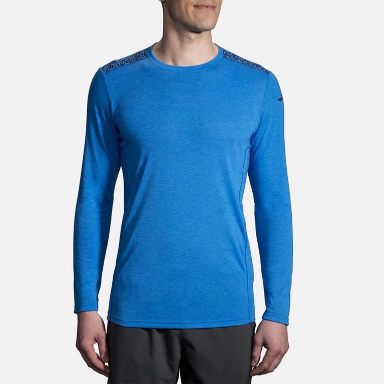 Brooks Distance - Mens Long Sleeve Running Shirt - Blue (84276RSIE)